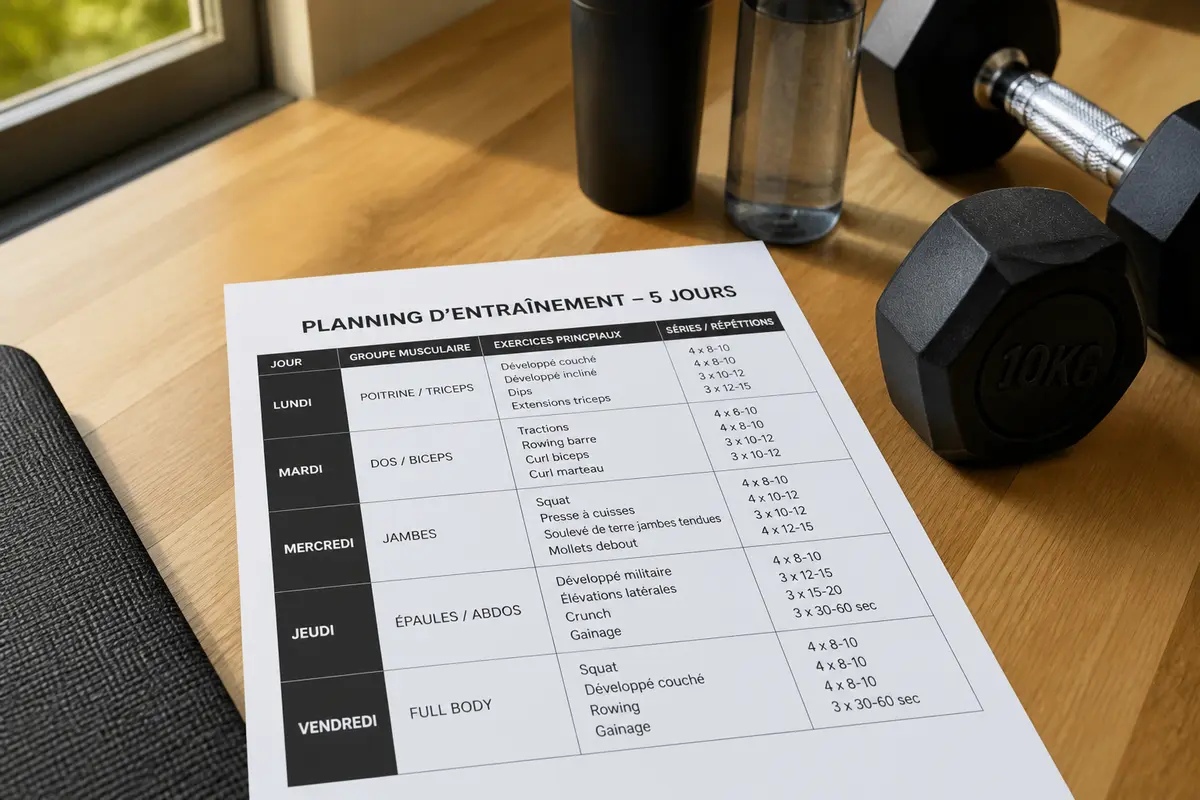 Programme musculation 5 jours par semaine PDF : guide complet